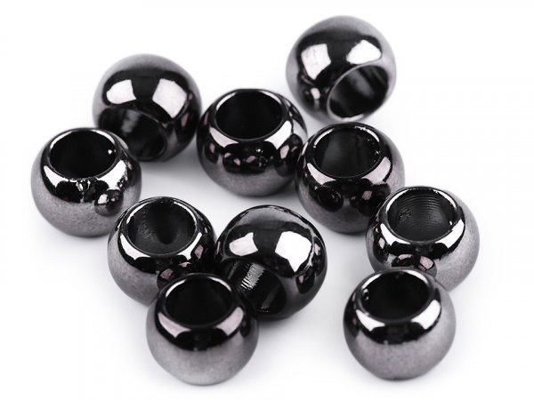 Plastové korálky Metalic s velkým průvlekem 8x10 mm