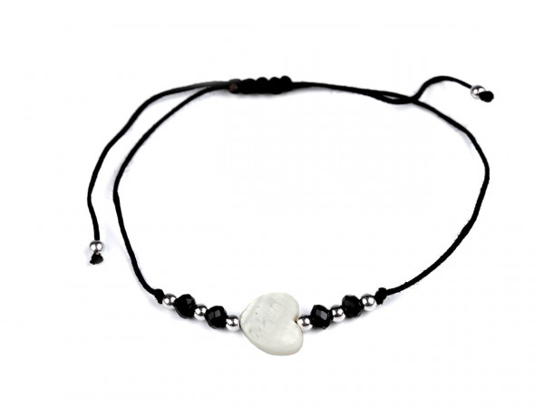 Náramek shamballa perleťové srdce
