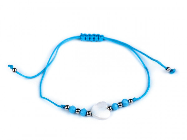 Náramek shamballa perleťové srdce