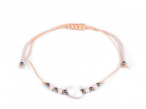 Náramek shamballa perleťové srdce