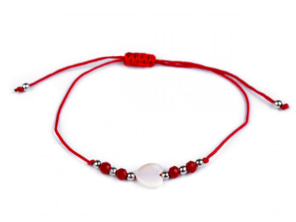 Náramek shamballa perleťové srdce