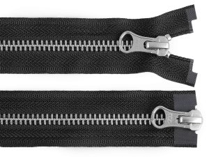 Zip kovový YKK No 5 dělitelný 2 jezdce / dvoucestný 70 cm na kožené bundy