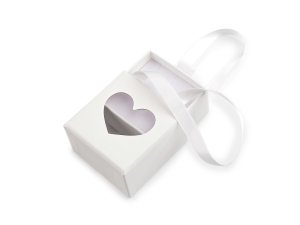 Krabička na šperky s průhledem srdce a uchem 5,5x5,5 cm