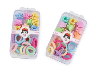 Mini gumičky a skřipce do vlasů v boxu