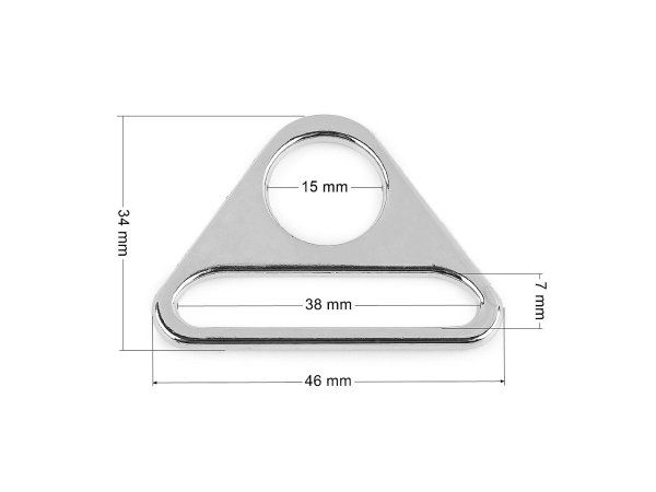 Trojúhelníkový kovový průvlek šíře 38 mm
