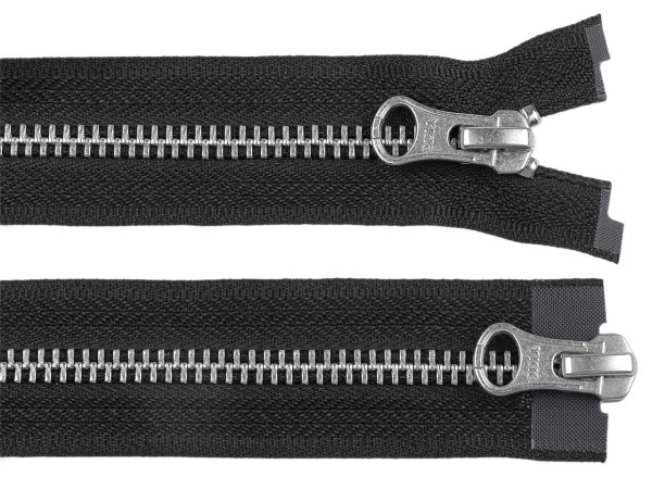 Zip kovový YKK No 5 dělitelný 2 jezdce / dvoucestný 90 cm na kožené bundy