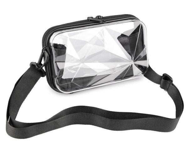 Transparentní skořepinová kabelka / pouzdro crossbody 18x11 cm