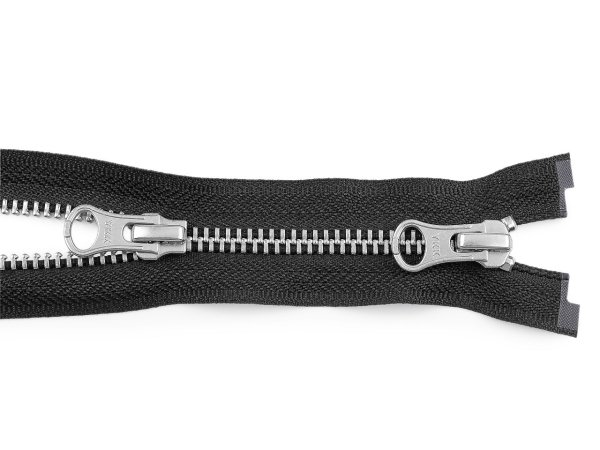 Zip kovový YKK No 5 dělitelný 2 jezdce / dvoucestný 90 cm na kožené bundy