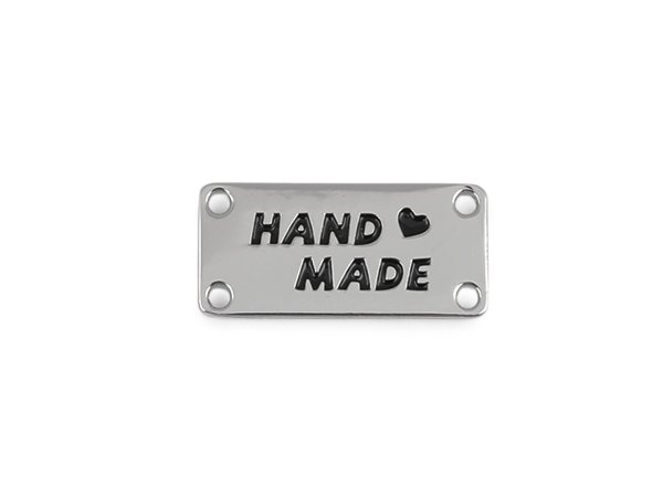 Kovový štítek k našití Handmade