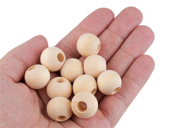 Dřevěné korálky nelakované Ø20 mm na macrame