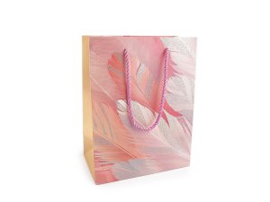 Dárková taška peří s glitry 18x23 cm