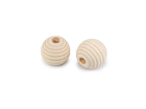 Dřevěné korálky nelakované vroubkované Ø14 mm