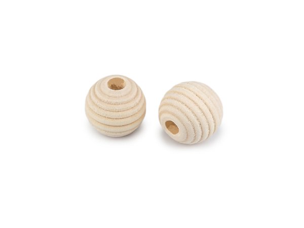 Dřevěné korálky nelakované vroubkované Ø14 mm