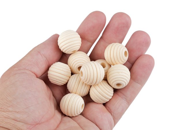 Dřevěné korálky nelakované vroubkované Ø20 mm