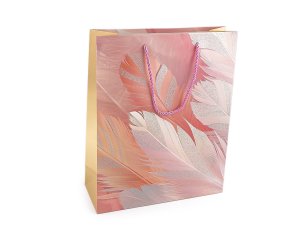 Dárková taška peří s glitry 26x32 cm