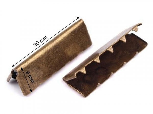Kovová koncovka na plochou šňůru šíře 30 mm