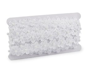 Prýmek květ s perlou na monofilu šíře 23 mm