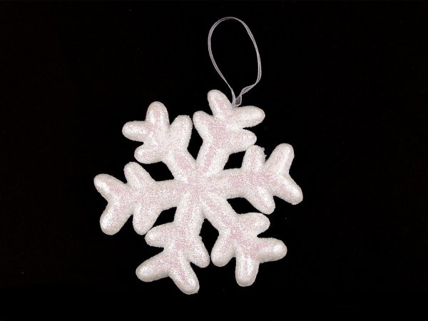 Sněhová vločka s glitry polystyren Ø10 cm k zavěšení