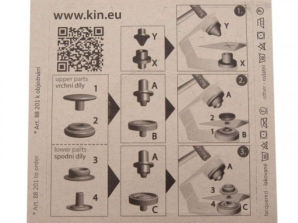 Knoflíky stiskací s kroužkem Ø15 mm na silné látky