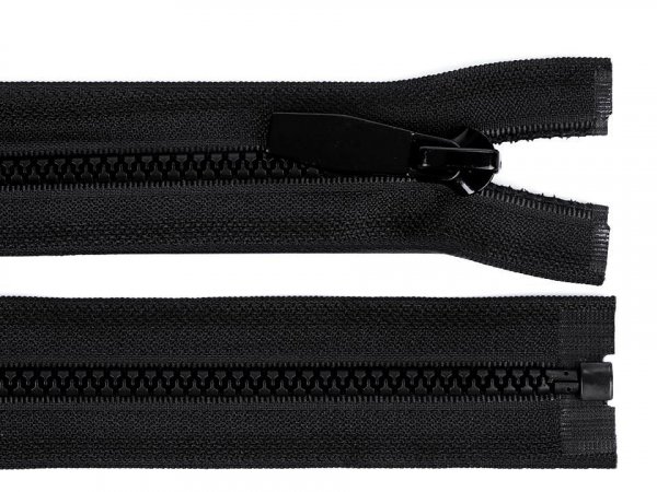 Kostěný zip No 5 délka 70 cm kulaté zoubky, s ozdobným jezdcem