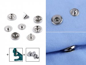 Knoflíky stiskací s pérkem Ø12 mm na středně silné látky