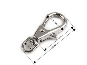 Kovová karabinka otočná, průvlek 4 mm