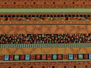 Bavlněná látka / plátno se zlatým potiskem - africký, etnický styl
