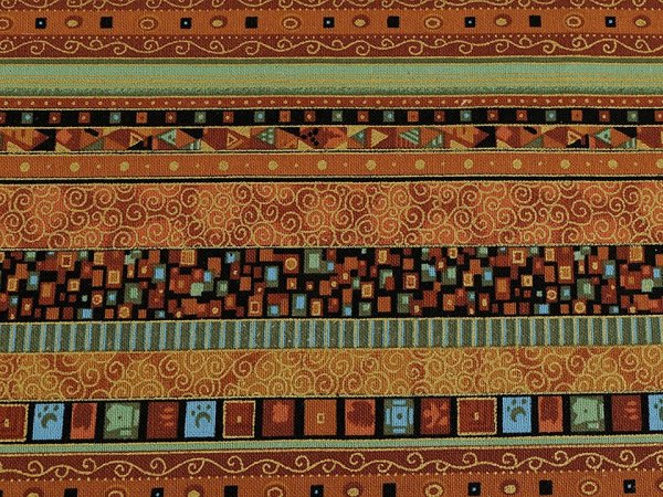 Bavlněná látka / plátno se zlatým potiskem - africký, etnický styl