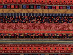 Bavlněná látka / plátno se zlatým potiskem - africký, etnický styl
