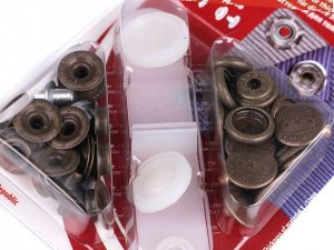 Knoflíky stiskací s kroužkem Ø15 mm na silné látky