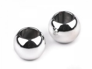 Plastové korálky Metalic s velkým průvlekem 8x10 mm