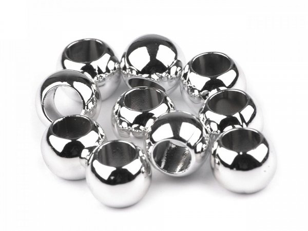 Plastové korálky Metalic s velkým průvlekem 8x10 mm
