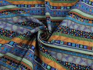 Bavlněná látka / plátno se zlatým potiskem - africký, etnický styl