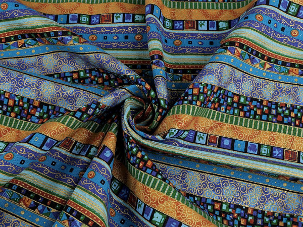 Bavlněná látka / plátno se zlatým potiskem - africký, etnický styl