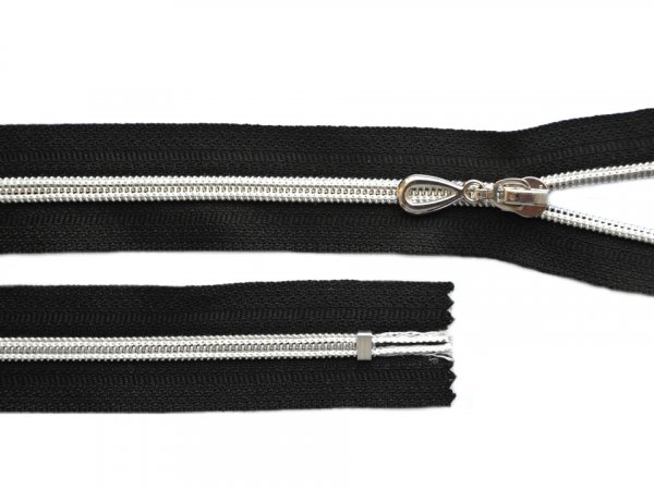 Spirálový zip se stříbrnými zoubky No 5 délka 18 cm
