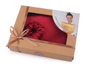 Saténová Beauty sada na spaní, povlak a scrunchie gumička