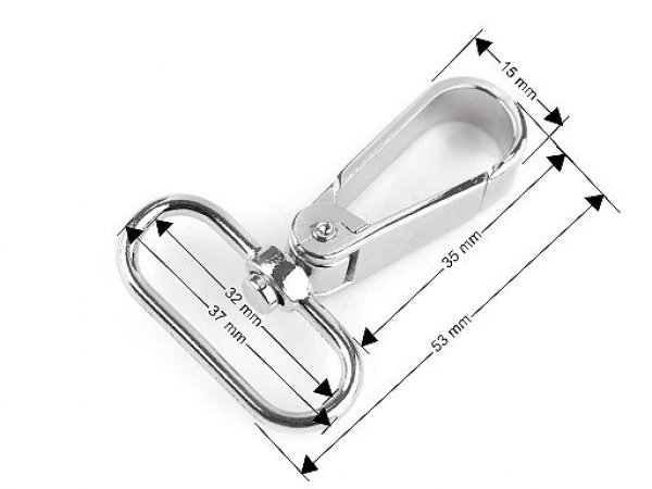Kovová karabina otočná, průvlek 32 mm