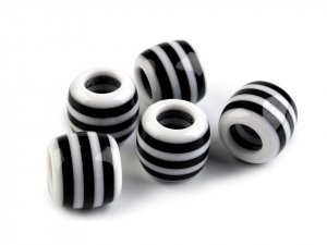 Plastové korálky s proužkem s velkým průvlekem 10x12 mm