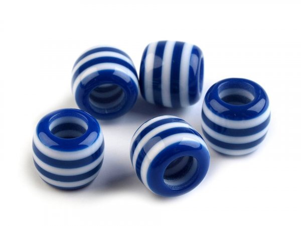 Plastové korálky s proužkem s velkým průvlekem 10x12 mm