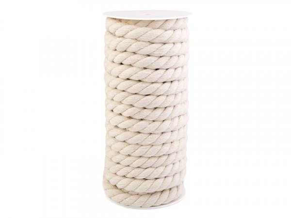 Bavlněná šňůra kroucená Ø12 mm, návin 10 m, macrame