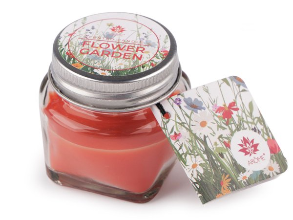 Malá vonná svíčka ve skle s jmenovkou 28 g Fruit, Floral