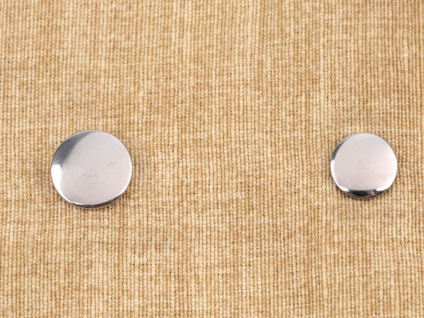 Oboustranné knoflíky stiskací s kroužkem Ø15 mm na silné látky, nerezové