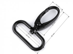 Kovová karabina otočná, průvlek 32 mm