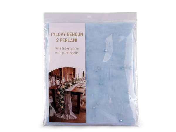 Tylový běhoun s perlami pro svatby a oslavy 0,8x3 m
