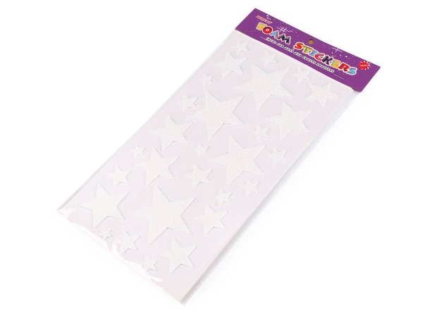 Samolepicí pěnová guma Moosgummi hvězdy s glitry - mix velikostí