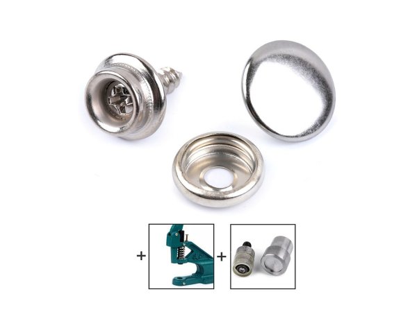 Knoflíky stiskací s kroužkem Ø15 mm s vrutem