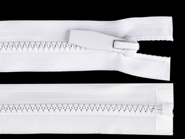 Kostěný zip No 5 délka 60 cm kulaté zoubky, s ozdobným jezdcem