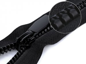 Kostěný zip No 5 délka 80 cm kulaté zoubky, s ozdobným jezdcem