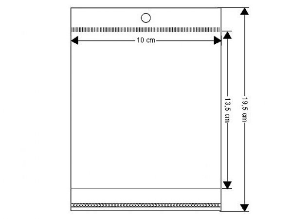 PP sáček s lepicí klopou a závěsem 10x13,5 cm