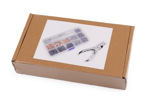 Sada dutých nýtů oboustranných / kleště / razič v boxu